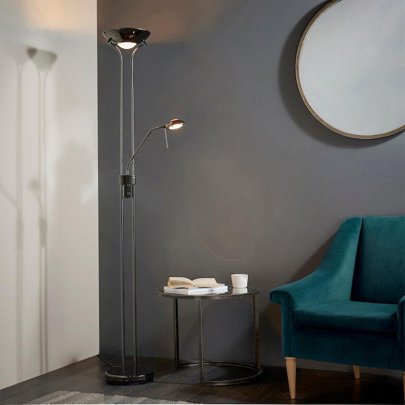 Endon Rome Black Chrome Finish And Opal Glass Floor Lamp by Endon Lighting 4