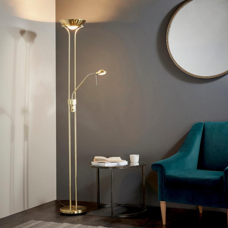 Endon Rome Satin Brass Finish And Opal Glass Floor Lamp by Endon Lighting 4