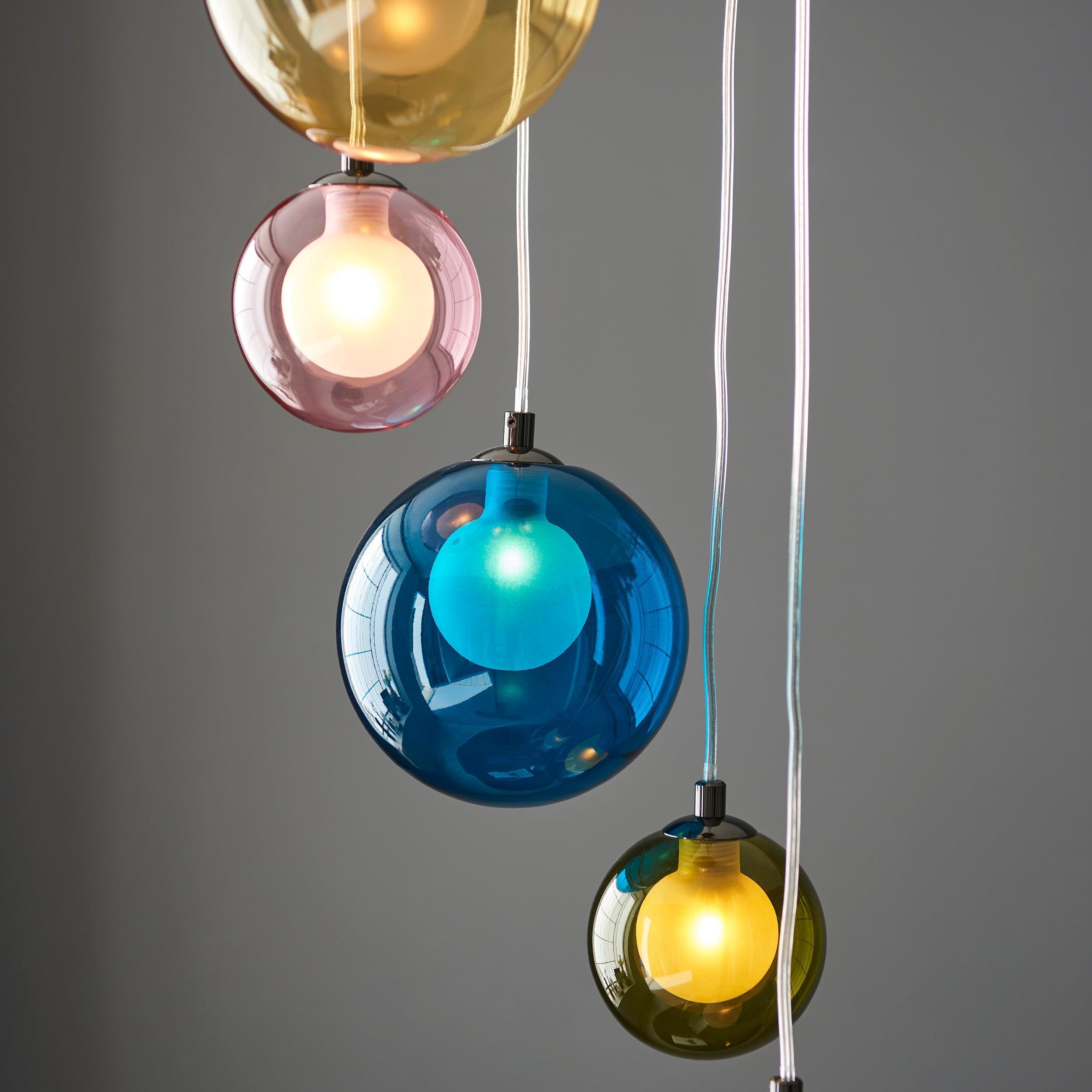 Rainbow 6 Light Multi-Coloured Glass Pendant Light-Ceiling Pendant Lights-Living Lights-5-Tiffany Lighting Direct