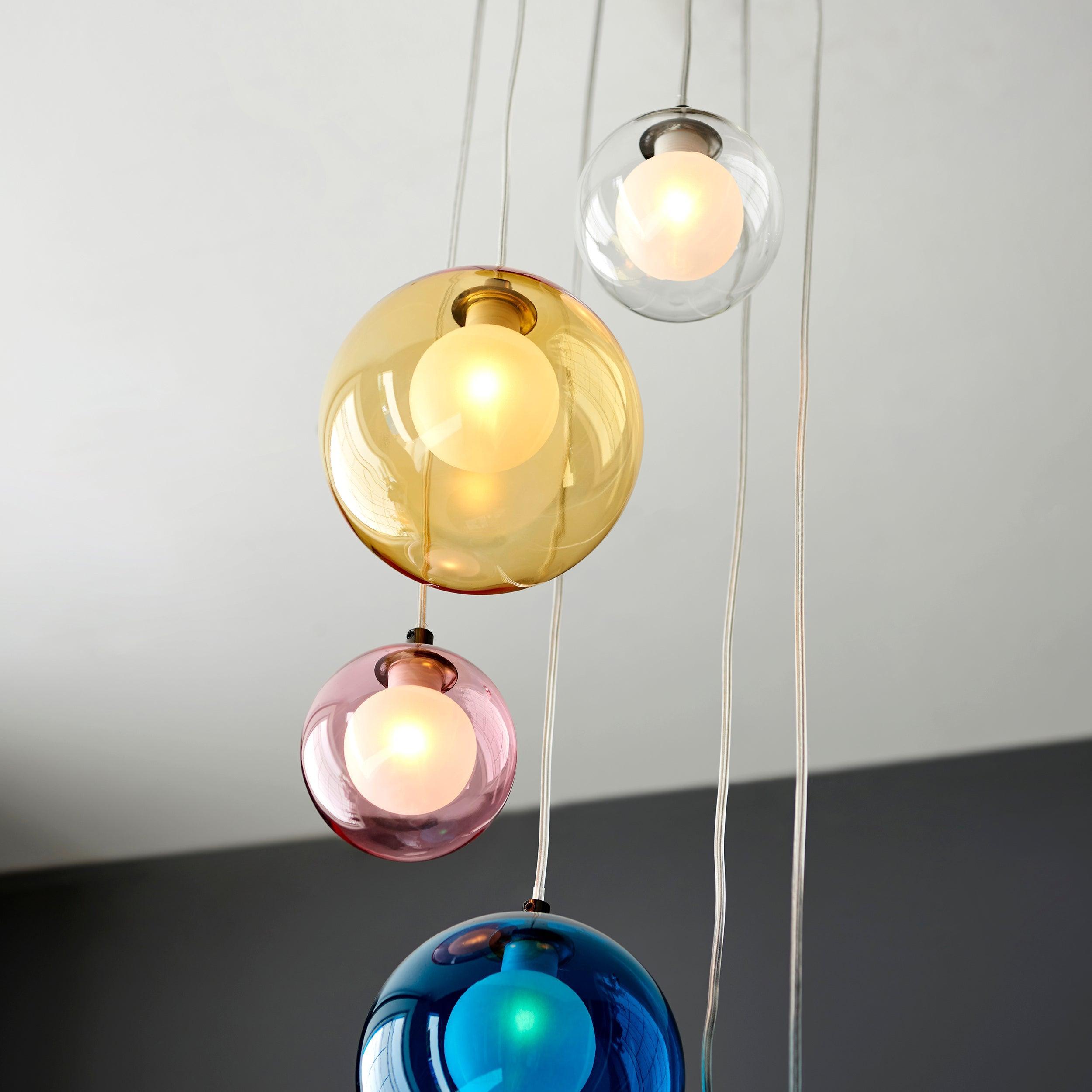Rainbow 6 Light Multi-Coloured Glass Pendant Light-Ceiling Pendant Lights-Living Lights-6-Tiffany Lighting Direct
