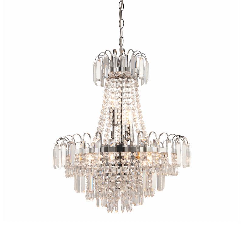 Amadis Clear Faceted Glass & Chrome Pendant Ceiling Light