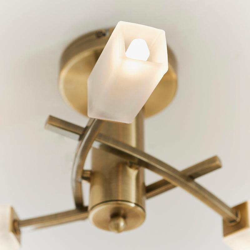 Havana 3lt  Brass Semi Flush Ceiling Light by Endon Lighting bulb