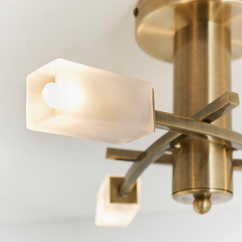 Havana 3lt  Brass Semi Flush Ceiling Light by Endon Lighting right bulb
