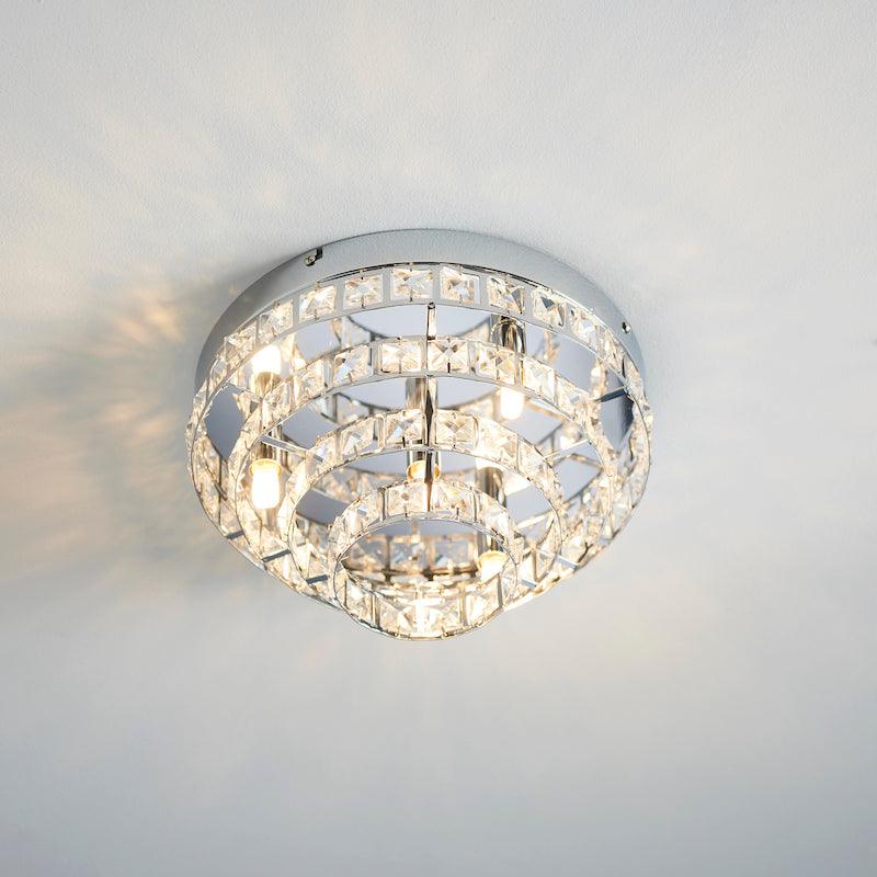 Traditional Flush And Semi Flush Ceiling Lights - Motown Chrome Plate & Clear Crystal Glass 4LT Flush MOTOWN-4CH under