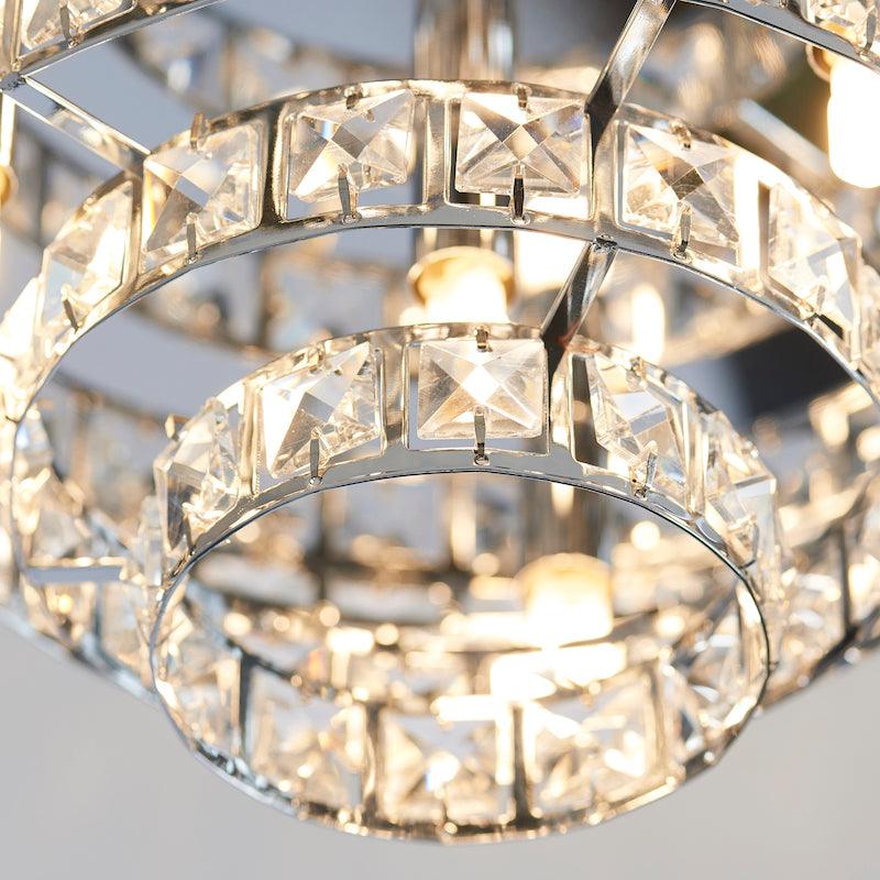 Traditional Flush And Semi Flush Ceiling Lights - Motown Chrome Plate & Clear Crystal Glass 4LT Flush MOTOWN-4CH close up