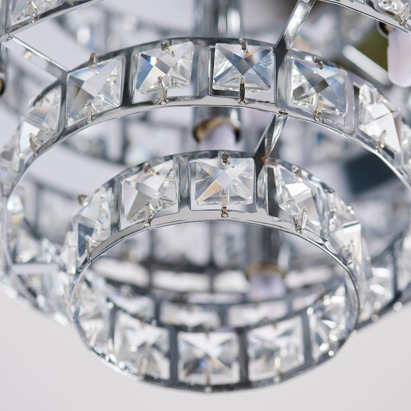 Traditional Flush And Semi Flush Ceiling Lights - Motown Chrome Plate & Clear Crystal Glass 4LT Flush MOTOWN-4CH off close up