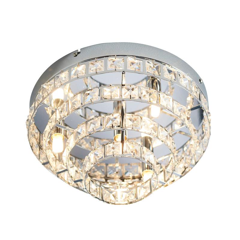 Traditional Flush And Semi Flush Ceiling Lights - Motown Chrome Plate & Clear Crystal Glass 4LT Flush MOTOWN-4CH on