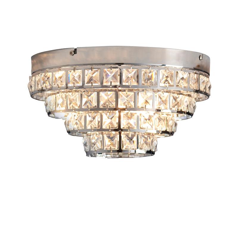 Traditional Flush And Semi Flush Ceiling Lights - Motown Chrome Plate & Clear Crystal Glass 4LT Flush MOTOWN-4CH side
