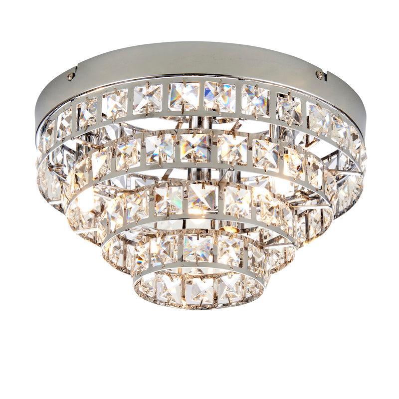 Traditional Flush And Semi Flush Ceiling Lights - Motown Chrome Plate & Clear Crystal Glass 4LT Flush MOTOWN-4CH dazzle