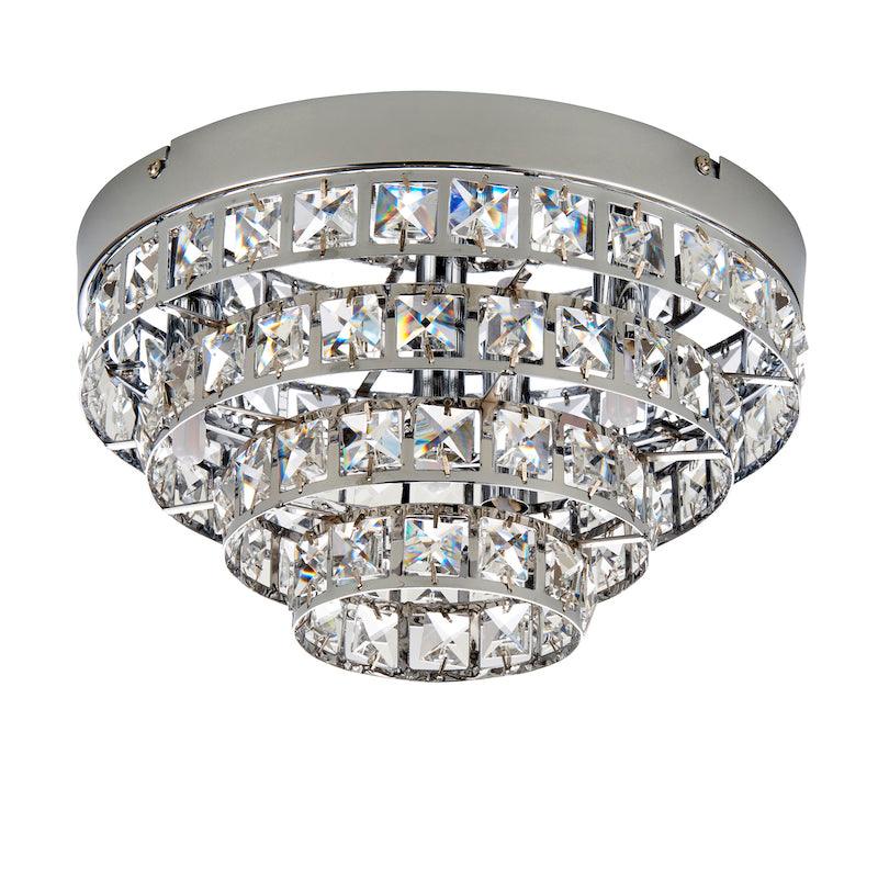 Traditional Flush And Semi Flush Ceiling Lights - Motown Chrome Plate & Clear Crystal Glass 4LT Flush MOTOWN-4CH off