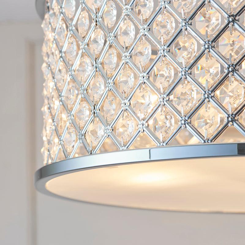 Traditional Flush And Semi Flush Ceiling Lights - Hudson Chrome Plate & Clear Crystal Glass 3LT Semi Flush HUDSON-3CH detail edge