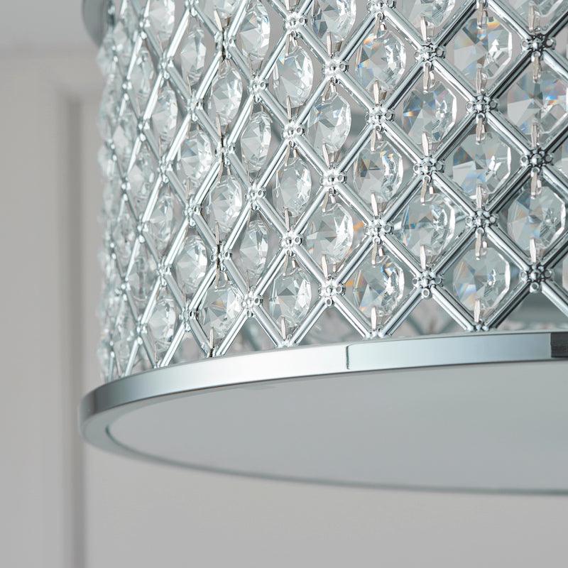 Traditional Flush And Semi Flush Ceiling Lights - Hudson Chrome Plate & Clear Crystal Glass 3LT Semi Flush HUDSON-3CH edge off