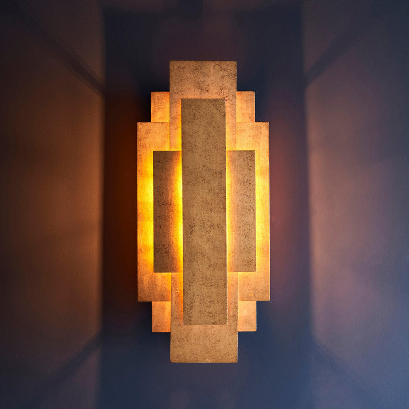 Antwerp Rectangular Gold Art Deco Wall Light