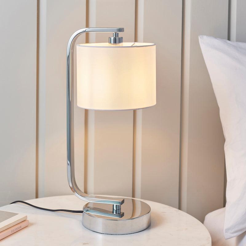 Canning Chrome Table Lamp With White Shade - Endon Lighting 4