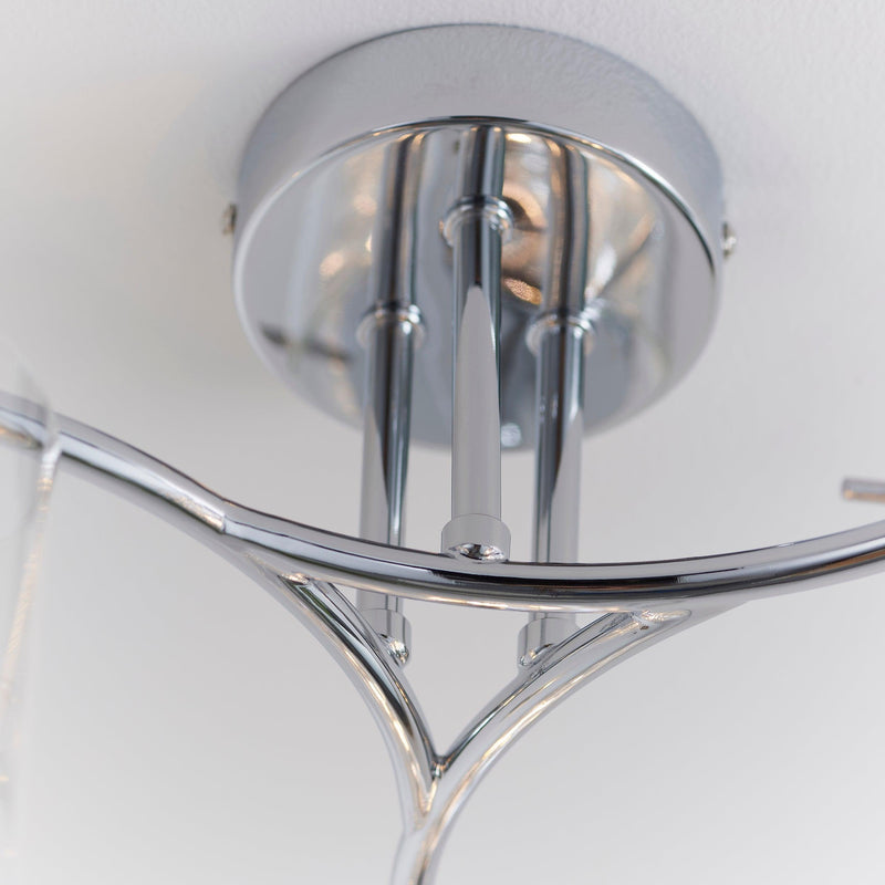 Traditional Flush And Semi Flush Ceiling Lights - Alda Chrome Plate & Clear Glass 3LT Semi Flush ALDA-3CH fitting