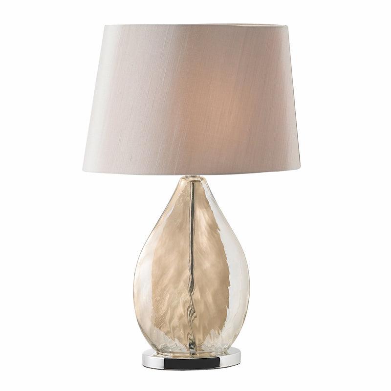 Endon Kew Gold Finish Glass And Mink Faux Silk Table Lamp 11