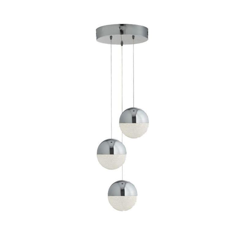 Marbles 3 Light LED Chrome & Acrylic Globe Pendant