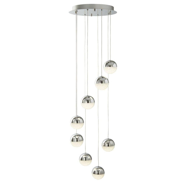 Marbles 8 Light LED Chrome & Acrylic Globe Pendant