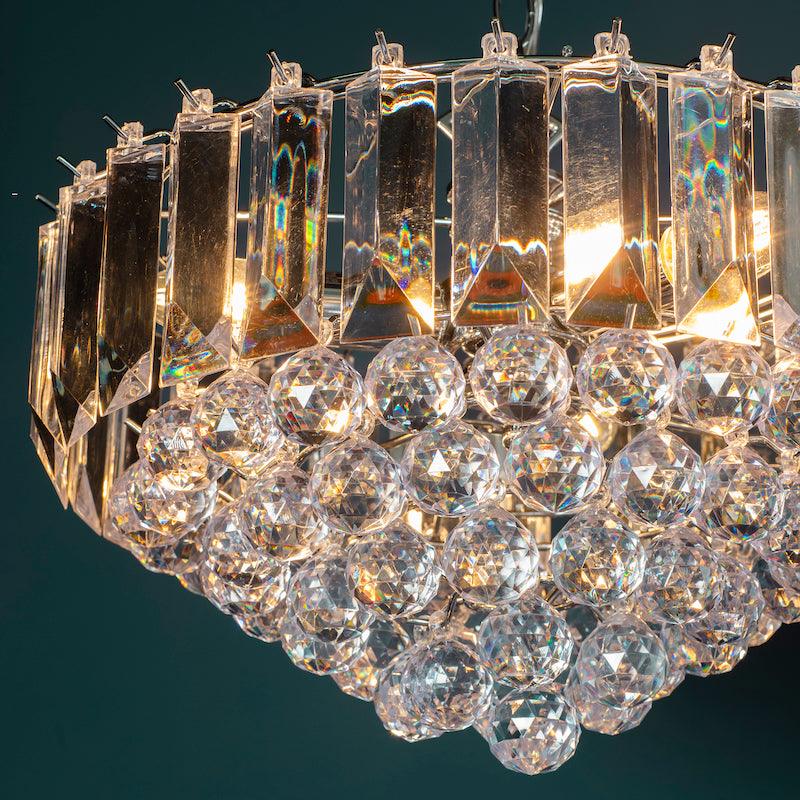 Traditional Ceiling Pendant Lights - Fargo Chrome Plate & Clear Acrylic 3LT Small Pendant Ceiling Light FARGO-12CH crystal