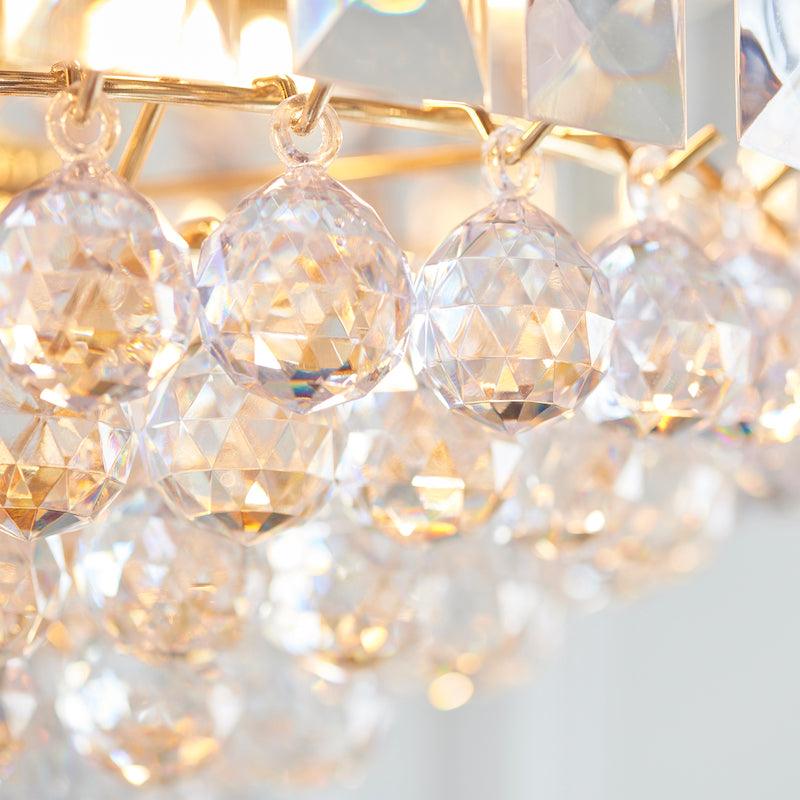 Traditional Ceiling Pendant Lights - Fargo Brass & Clear Acrylic 6LT Pendant Ceiling Light FARGO-18BP dangle crystal