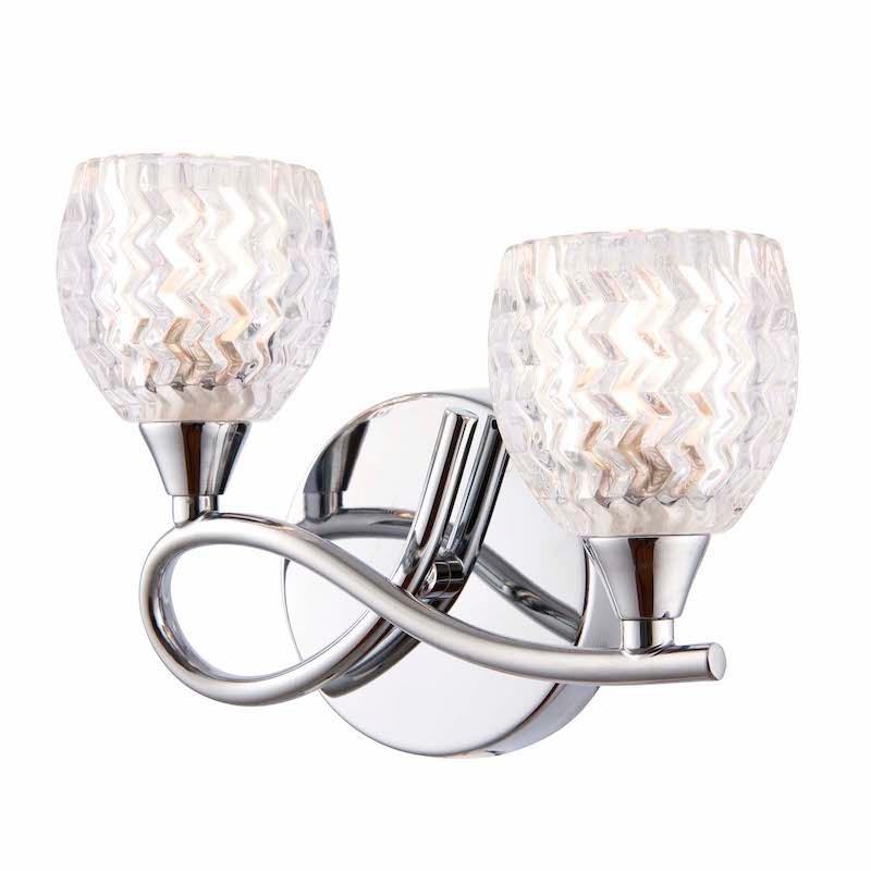 Traditional Wall Lights - Boyer chrome Finish Double Wall Light Right Prominent BOYER-2WBCH-R on 