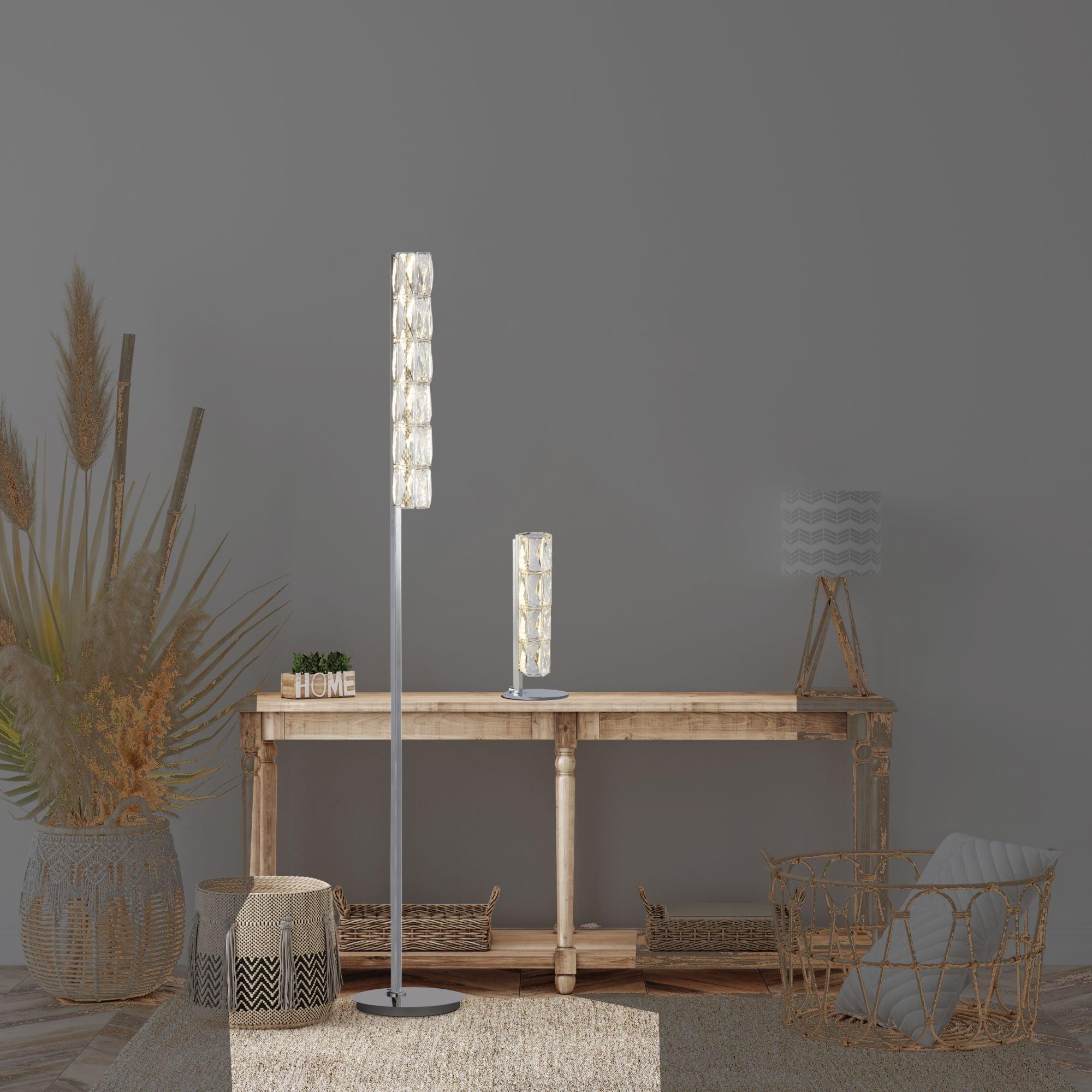   remy led chrome hexagonal crystal floor lamp by searchlighting lighting, living room image