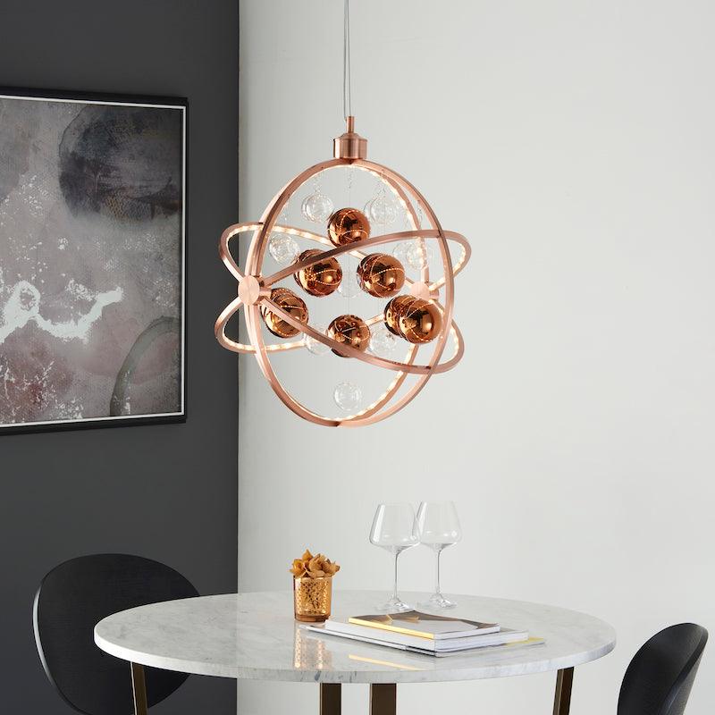 Traditional Ceiling Pendant Lights - Muni Copper With Clear & Copper Glass Pendant Ceiling Light MUNI-CO setting