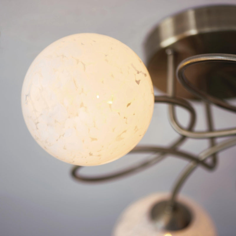Hatfield Brass Art Deco 3 Light Semi Flush - Glass Shades Living room weight image