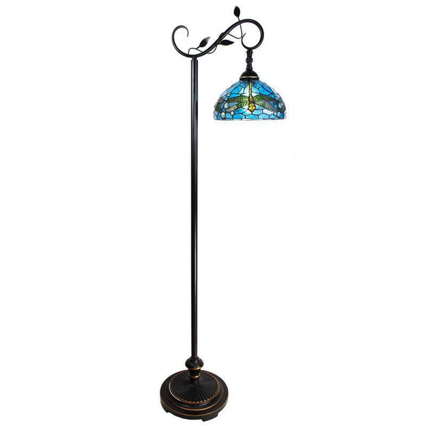Blue Dragonfly Swan Neck Tiffany Floor Lamp - Tiffany Lighting Direct