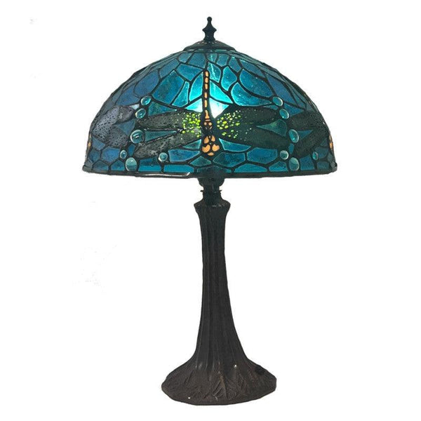 Blue Dragonfly Tiffany Table Lamp - 30cm Shade