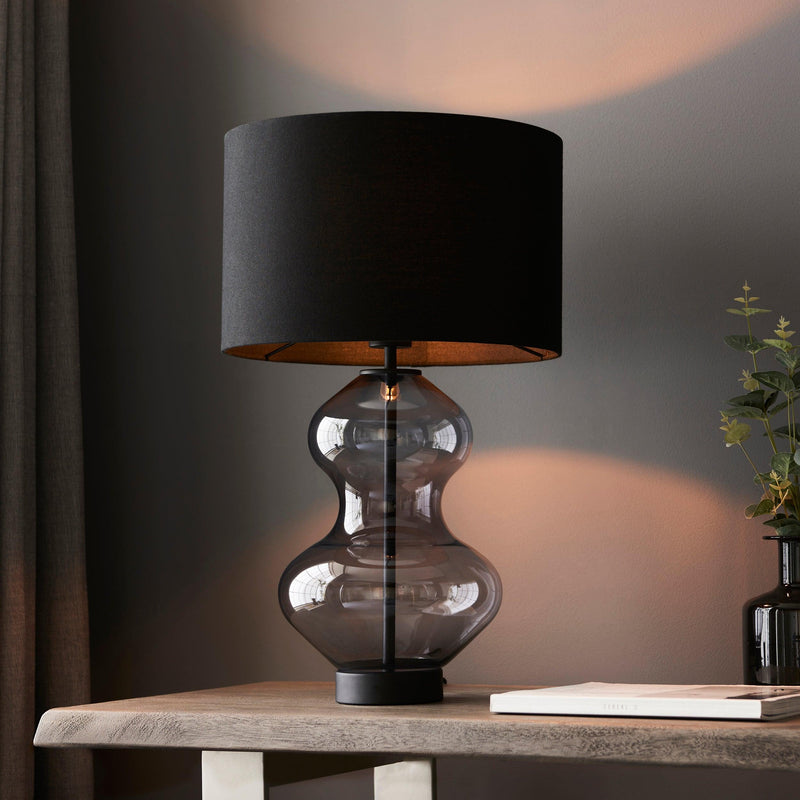 Linear Touch Black & Tinted Glass Table Lamp - Black Shade