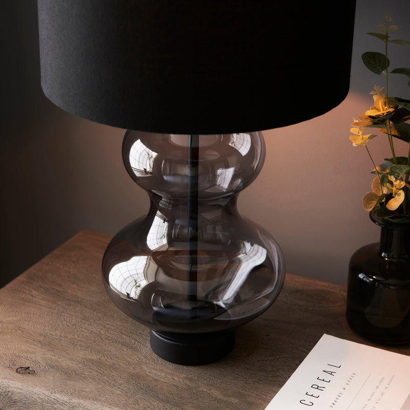 Linear Touch Black & Tinted Glass Table Lamp - Black Shade