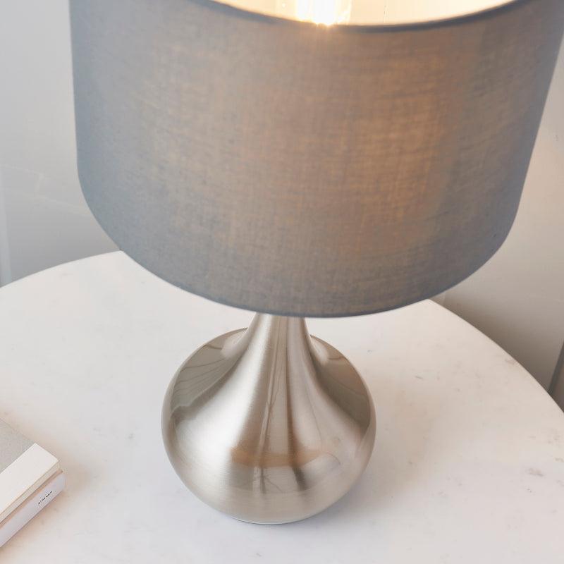 Endon Piccadilly Satin Nickel & Grey Cotton Mix Table Lamp 7