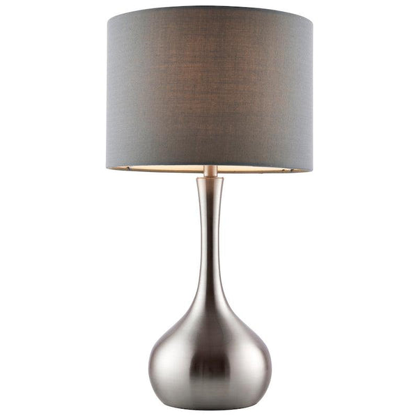 Endon Piccadilly Satin Nickel & Grey Cotton Mix Table Lamp 1