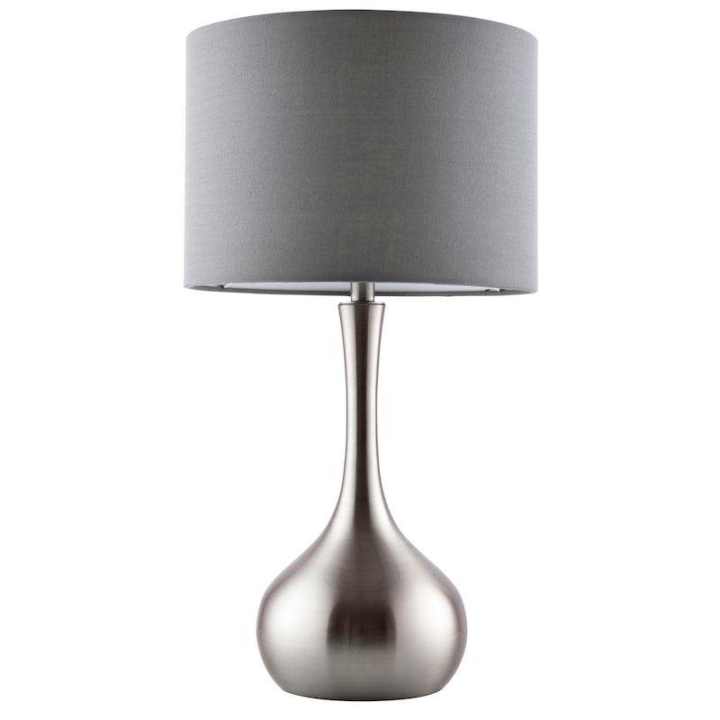 Endon Piccadilly Satin Nickel & Grey Cotton Mix Table Lamp 4