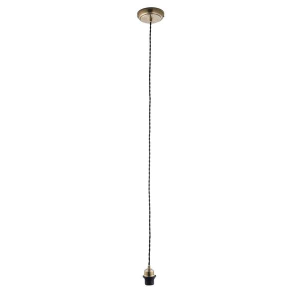 Endon Antique Brass Cable set 1 Light Pendant Ceiling Light