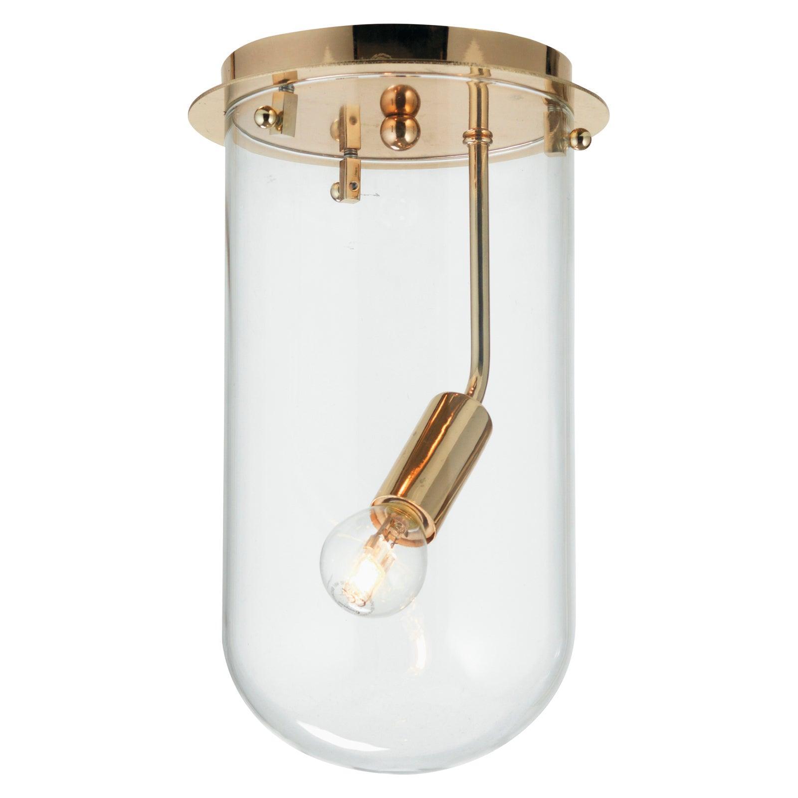 Oaks Lighting Mack Gold & Glass living room Flush Ceiling Light Image 1