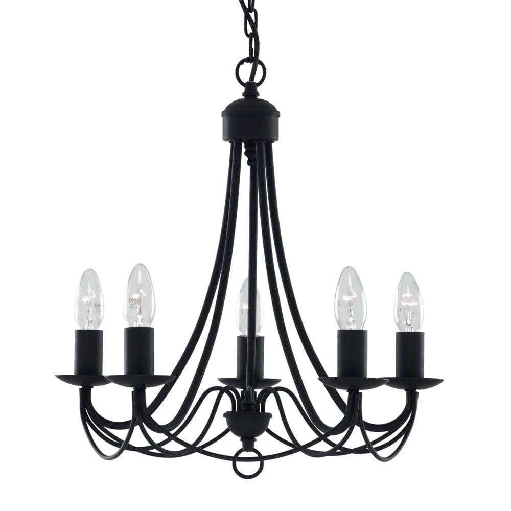 Maypole 5 Light Matt Black Wrought Iron Ceiling Pendant-Ceiling Pendant Lights-1-Tiffany Lighting Direct