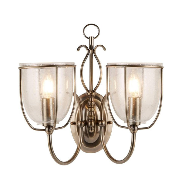 Silhouette 5 Light Brass Wall Light - Seeded Glass Shades,6352-2AB,Searchlight Lighting,1