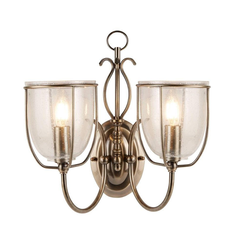 Silhouette 5 Light Brass Wall Light - Seeded Glass Shades,6352-2AB,Searchlight Lighting,1