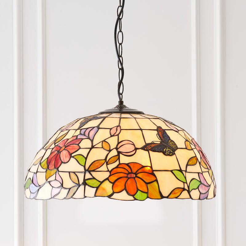 Butterfly Large Tiffany Ceiling Light 3 bulb fitting