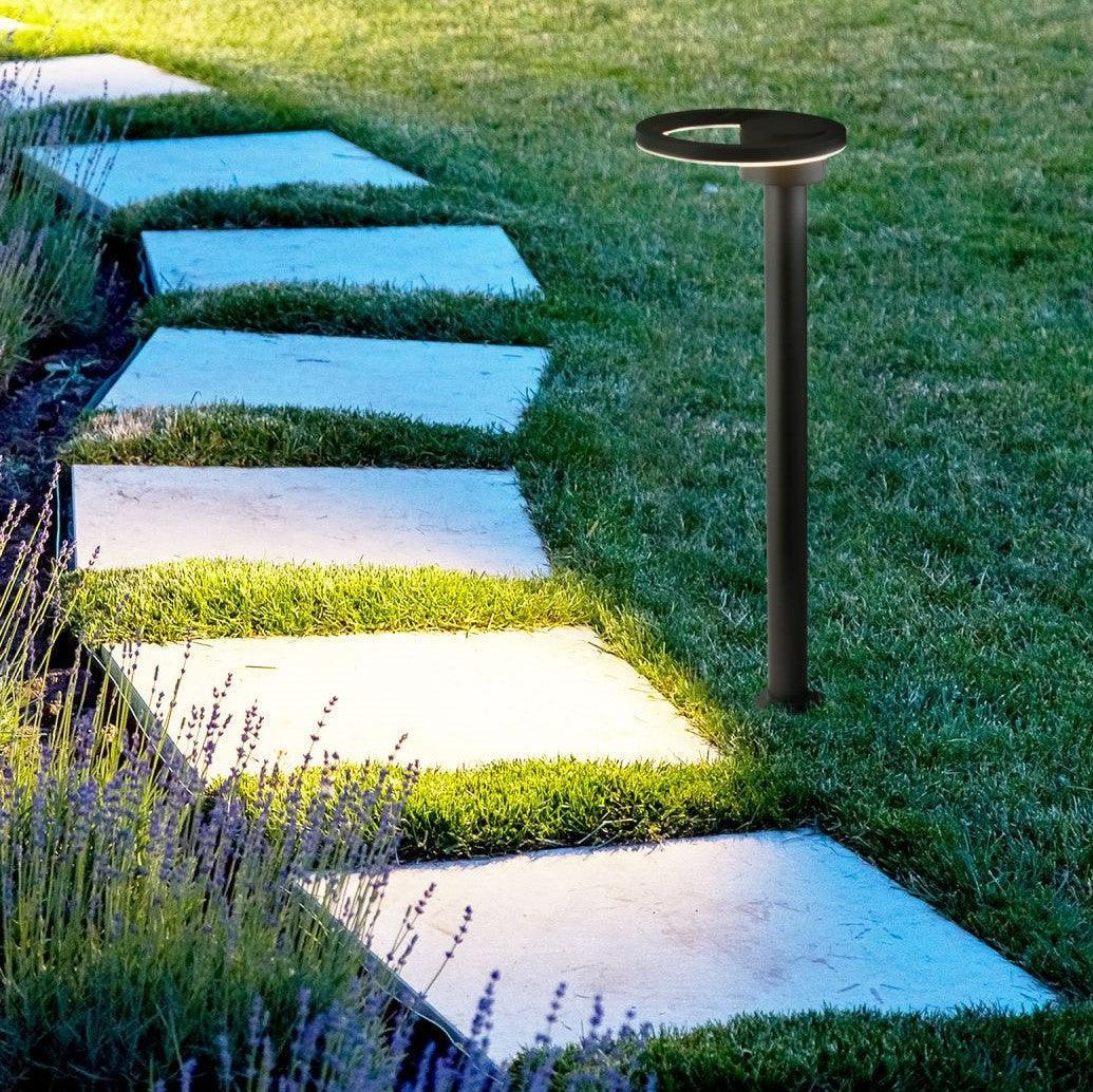 norwich outdoor led black round headed post 73cm height by searchlighting lighting, living room image