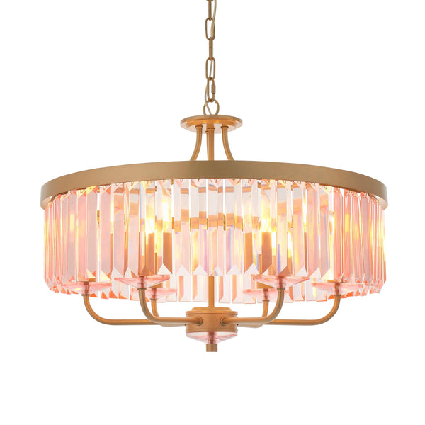 Ealing Round 6 Light Gold & Clear Cut Glass Ceiling Pendant