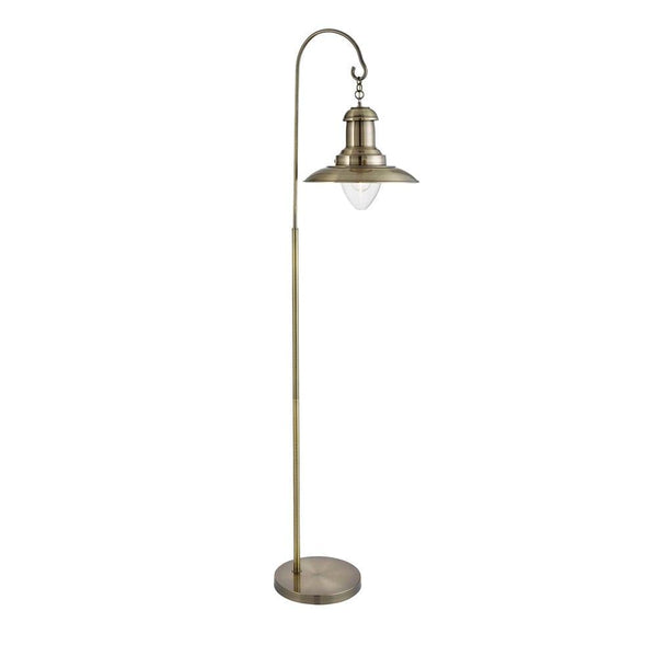 Searchlight Fisherman Antique Brass Floor Lamp - Glass Shade by Searchlight Lighting 1