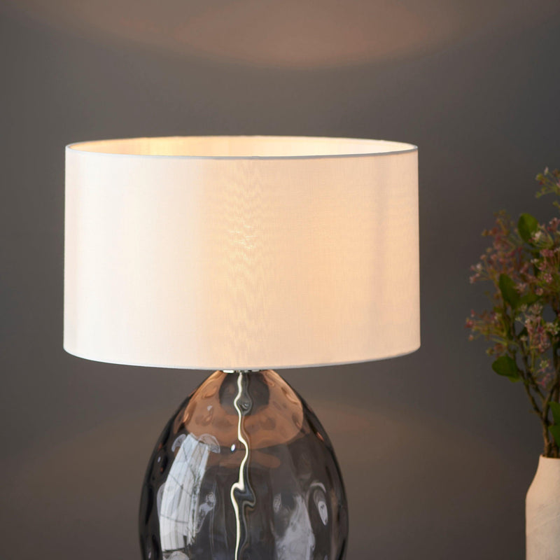 Porter Grey Glass Touch Table Lamp - Vintage White Shade
