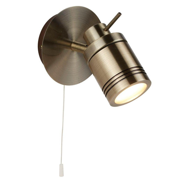 Samson 1 Lt Brass Adjustable Bathroom Wall Spotlight - Pull Switch 1
