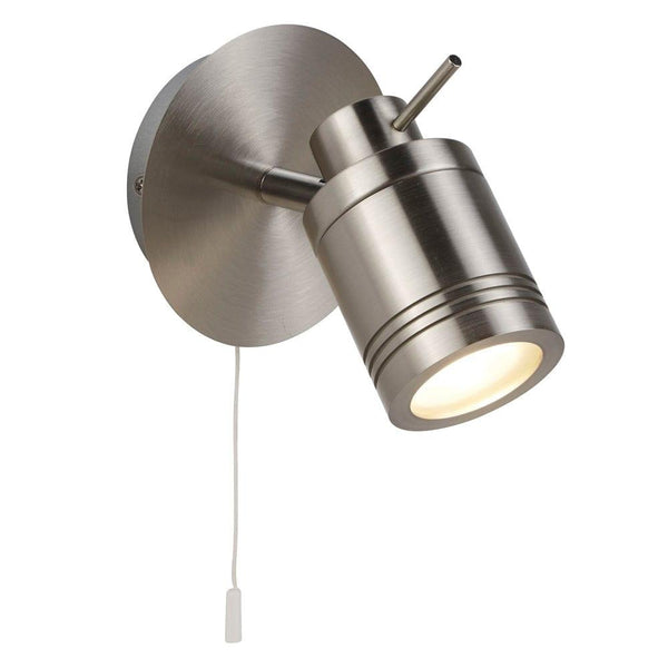 Samson Silver Adjustable Bathroom Wall Spotlight - Pull Switch