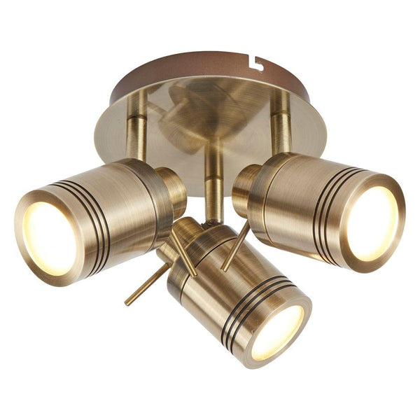 Samson 3 Light Brass Bathroom Adjustable Flush Spotlight