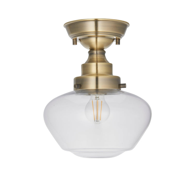Westbourne Brass Semi-Flush Ceiling Light with Clear Glass Image 7