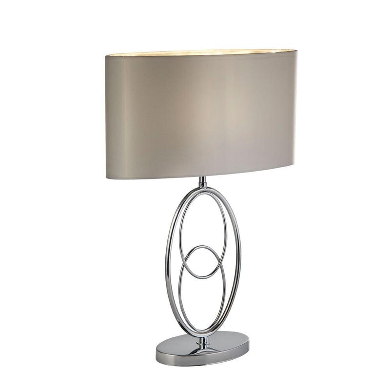 Searchlight Loopy 1 Light Chrome Table Lamp - White Shade 1